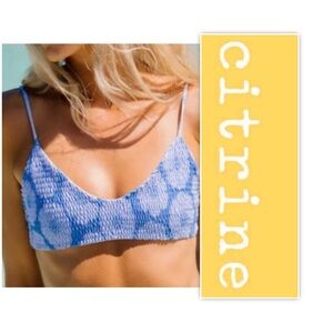 Citrine Blue Hibiscus Stella Bikini Top